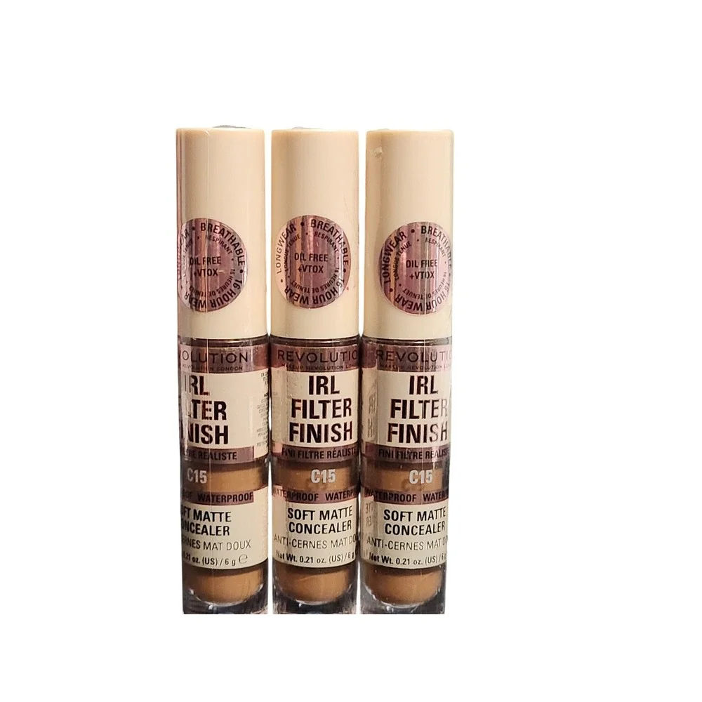 Lot of 3 Makeup Revolution IRL Filter Finish Soft Matte Concealer C15 16H Wear